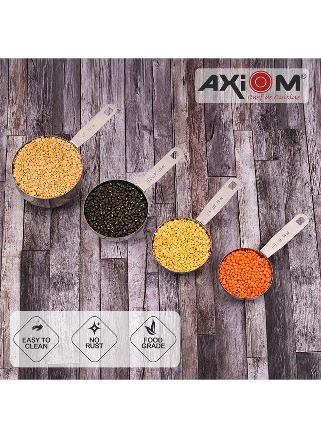 AXIOM Measuring Set of 10 pcs Stainless Steel Professional Quality for Baking, Cooking, 4 Stackable Measuring Cups and 6 Stackable Measuring Spoons with Measurement Engraving Handle - Image 3
