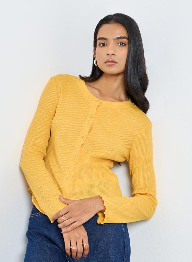 Take Two Yellow Long Sleeve Knit Top - Image 1