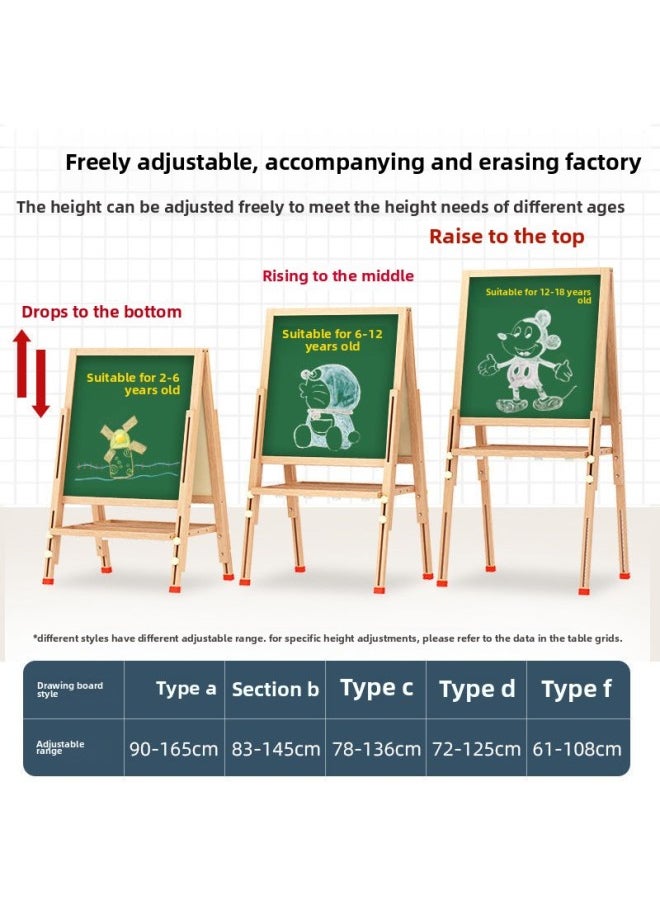 Generic - Drawing Board Children's Drawing Board Household Small Blackboard Primary School Students' Braced Writing Board Blackboard Wall Sticker Erasable Writing Toy-Color:Model B With Scroll Lifting Adjustment [customized Tianzi Grid Gift Package] - Image 1