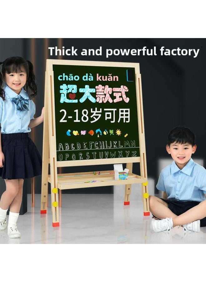 Generic - Drawing Board Children's Drawing Board Household Small Blackboard Primary School Students' Braced Writing Board Blackboard Wall Sticker Erasable Writing Toy-Color:Model B With Scroll Lifting Adjustment [customized Tianzi Grid Gift Package] - Image 1
