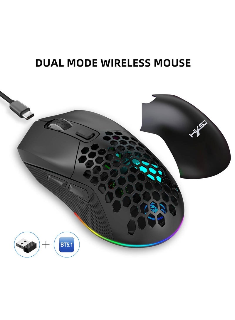 HXSJ T28 RGB Lighting 2.4G Wireless BT5.1 Wireless Gaming Mouse With USB Receiver  - Image 5