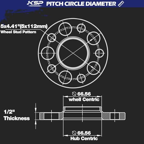 KSP PERFORMANCE KSP 5x112 to 5x112 Wheel Spacers for MercedesBenz 12mm Hubcentric Wheel Spacer for W204 W208 W209Rear W216Rear AMG Forged 5 Lug Tuning Spacer with 6656mm Hub Bore 6061T6 Aluminum Black 2PC - Image 3