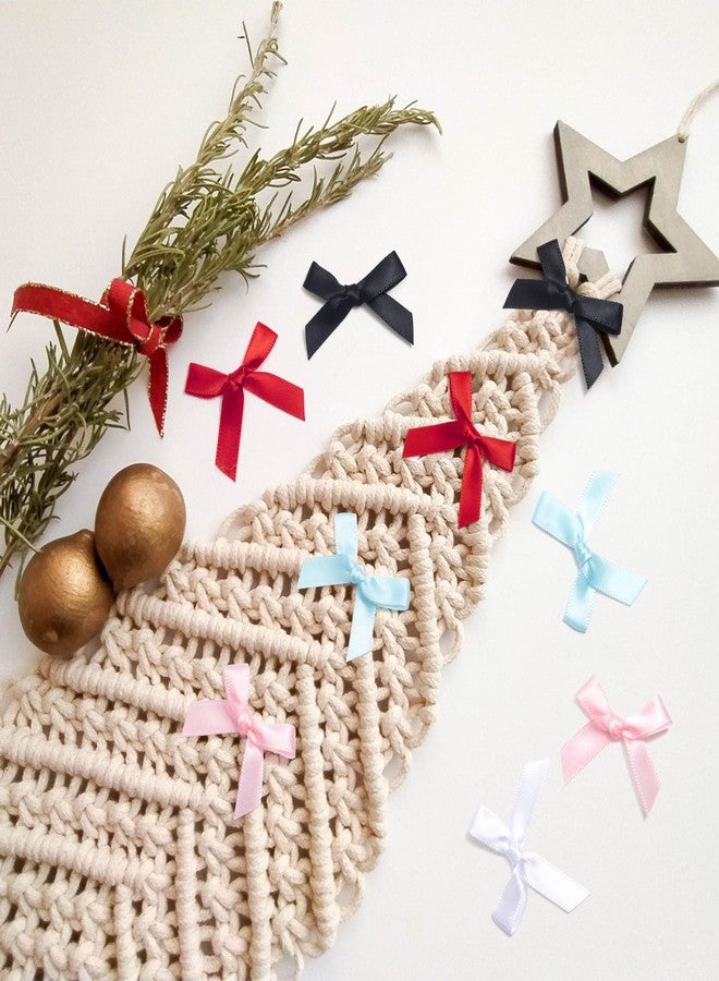 Mxxipp 40pcs Mini Ribbon Bows, Small Satin Ribbon Bow, Cute Bowknot Sewing Accessories for Flowers Wrapping Christmas Wedding Birthday Party Decoration- Pink & White & Red & Black & Light Blue - Image 5