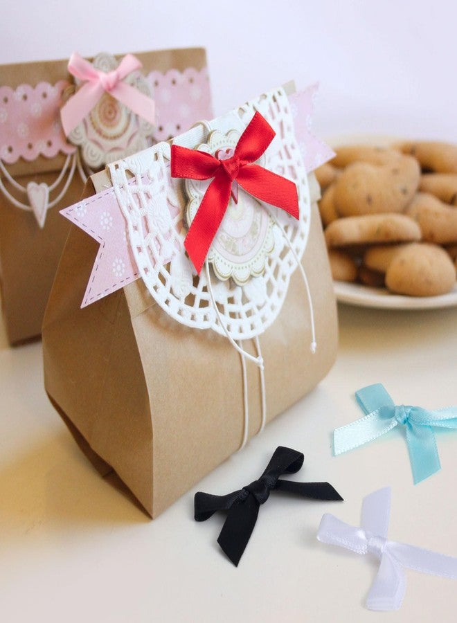 Mxxipp 40pcs Mini Ribbon Bows, Small Satin Ribbon Bow, Cute Bowknot Sewing Accessories for Flowers Wrapping Christmas Wedding Birthday Party Decoration- Pink & White & Red & Black & Light Blue - Image 4