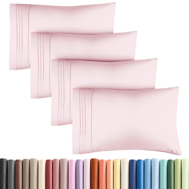 CGK Unlimited CGK Unlimited Queen Size Lavender Pink Microfiber Pillowcase Set of 4 - Soft  Premium Quality  Machine Washable  Protective  20x40  20x36 & 20x48 Inches  - Image 1