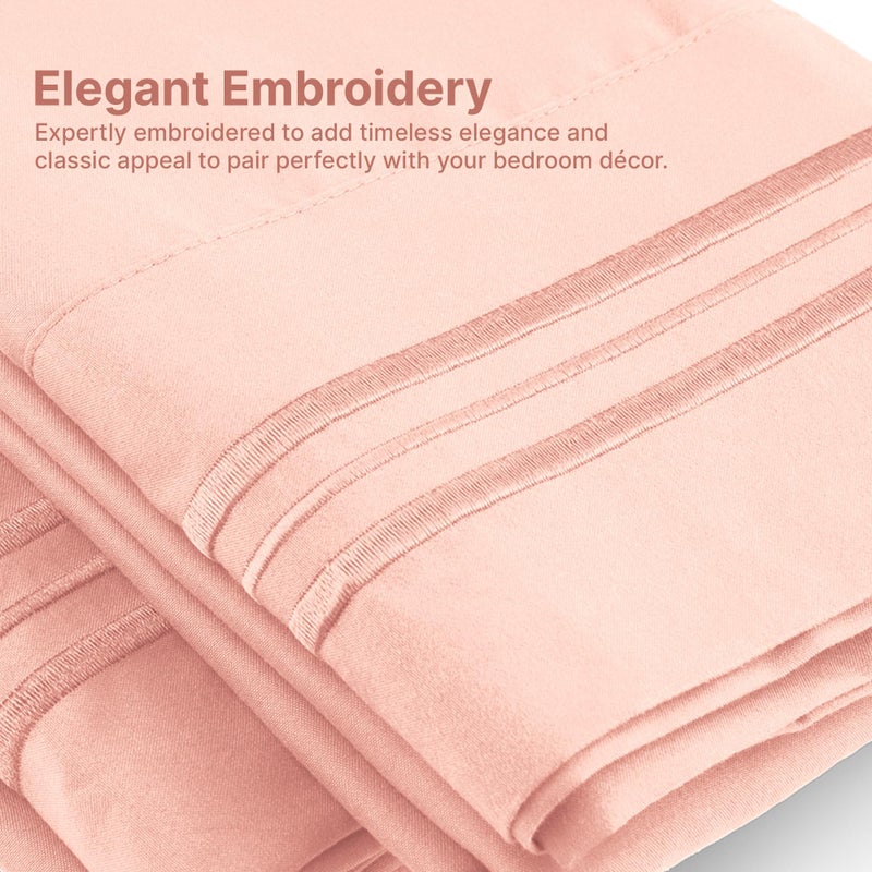 CGK Unlimited CGK Unlimited Queen Size Lavender Pink Microfiber Pillowcase Set of 4 - Soft  Premium Quality  Machine Washable  Protective  20x40  20x36 & 20x48 Inches  - Image 3