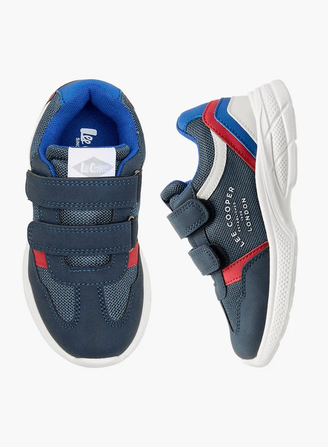 Lee Cooper Boys' Panelled Sneakers with Hook and Loop Closure