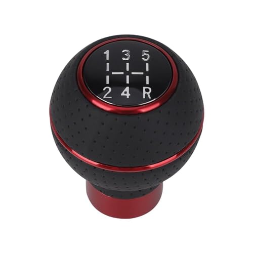 Medirich Lifesciences SUKICHI® Car Gear Knob Stylish, 5 Speed Shifter Knob Ball Transmission Handle Car PU Leather Gear Stick Knob for Most Manual Automotive Vehicles (Red Circle) - Image 1