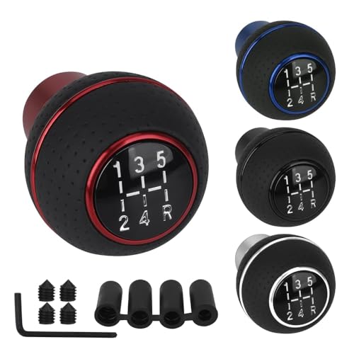 Medirich Lifesciences SUKICHI® Car Gear Knob Stylish, 5 Speed Shifter Knob Ball Transmission Handle Car PU Leather Gear Stick Knob for Most Manual Automotive Vehicles (Red Circle) - Image 2