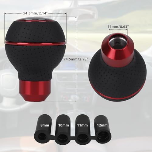 Medirich Lifesciences SUKICHI® Car Gear Knob Stylish, 5 Speed Shifter Knob Ball Transmission Handle Car PU Leather Gear Stick Knob for Most Manual Automotive Vehicles (Red Circle) - Image 5