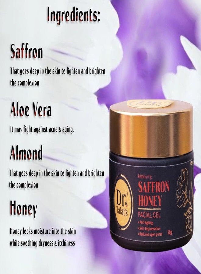 DR. TALAT'S Retexturing Saffron Honey Facial Gel - 50g | Anti Ageing | Skin Rejuvenation | Reduces Open Pores - Image 3
