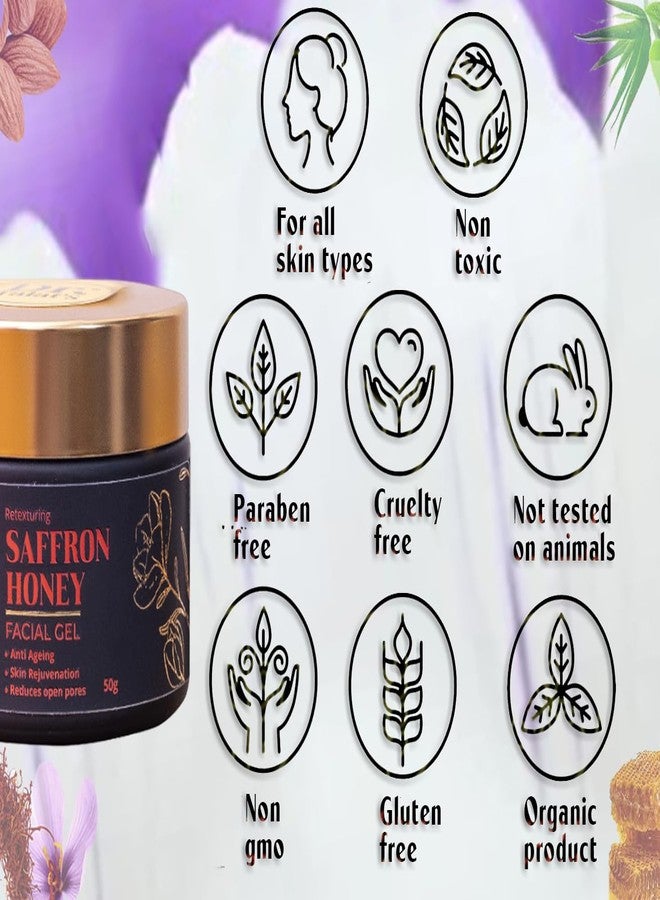 DR. TALAT'S Retexturing Saffron Honey Facial Gel - 50g | Anti Ageing | Skin Rejuvenation | Reduces Open Pores - Image 5