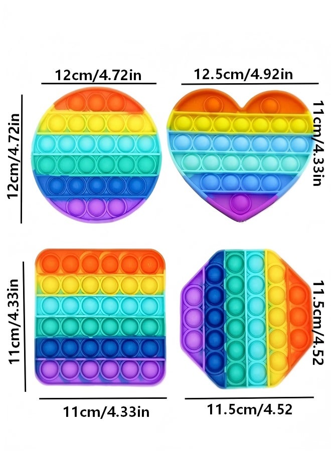 4 Pack Bubble Pop It Fidget Toy Set, Sensory Game for Kids and Adults, Suitable for Autism and Special Needs Stress Relief with 4 Shapes Heart, Circle, Octagon and Square (Random Color) - Image 2