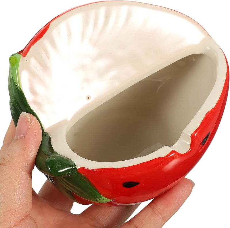Hand Painted Ceramic Strawberry Ashtray Decorative Ash Holder For Home Office - Image 3