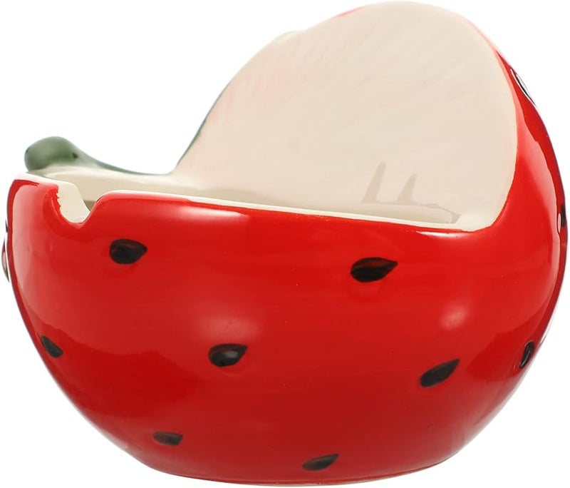 Hand Painted Ceramic Strawberry Ashtray Decorative Ash Holder For Home Office - Image 1