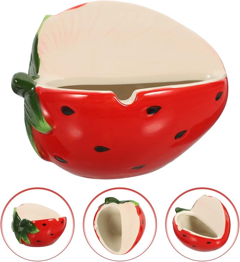 Hand Painted Ceramic Strawberry Ashtray Decorative Ash Holder For Home Office - Image 4