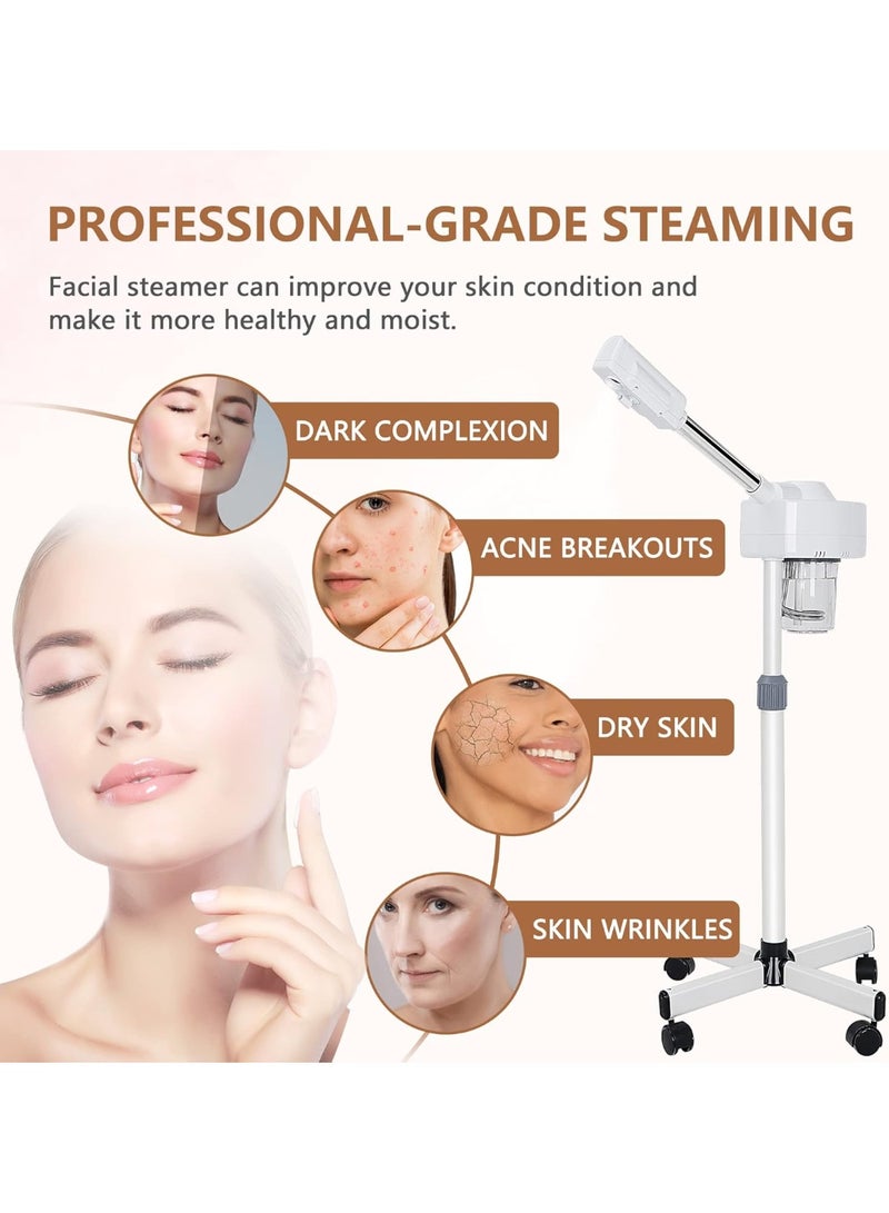 NOVA Professional Facial Steamer On Wheels Ionic Ozone with Hot Mist Function Stand for Personal Home Salon Spa Skin Cleaning  - Image 3