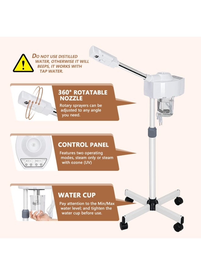 NOVA Professional Facial Steamer On Wheels Ionic Ozone with Hot Mist Function Stand for Personal Home Salon Spa Skin Cleaning  - Image 4