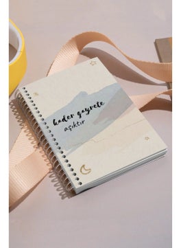 KutuTR Destiny is in Love with Effort Pattern Wooden Mdf Cover 100 Pages Square 15 x 21 cm Vip Notebook 80 gr/M2 K524  - Image 1