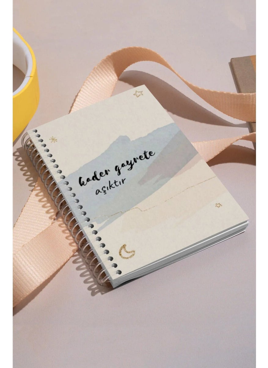 KutuTR - Destiny is in Love with Effort Pattern Wooden Mdf Cover 100 Pages Square 15 x 21 cm Vip Notebook 80 gr/M2 K524 - Image 1
