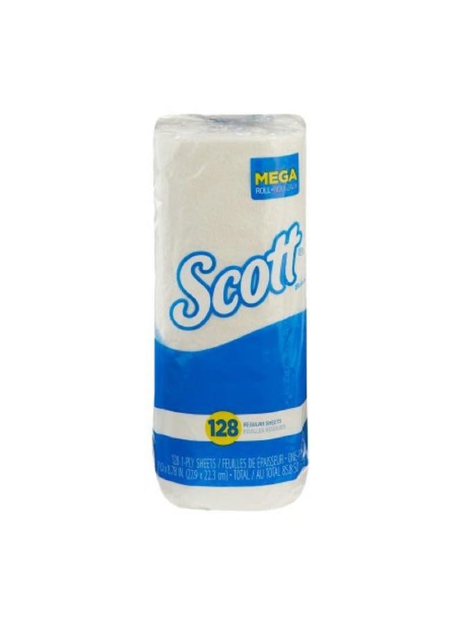 Kimberly-Clark SCOTT Perforated Kitchen Towel Rolls, 8 7/8 x 11, White, 128/Roll 