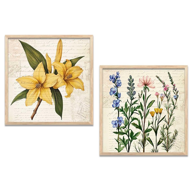 Kotart Botanical Wall Art Painting Modern Wall Frames For Home Dcor Office Living Room Poster With Frame Wall Decoration Painting Premium Art Framed Wall Painting With Frame For Home Dcor Set of 2 8X8 inch Framed - Image 1
