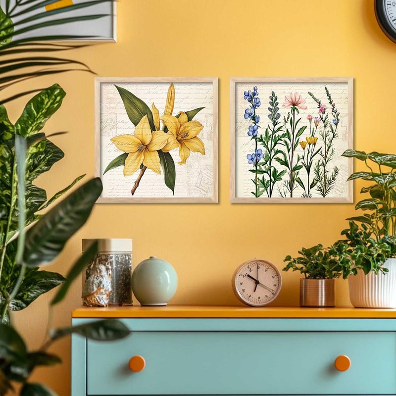 Kotart Botanical Wall Art Painting Modern Wall Frames For Home Dcor Office Living Room Poster With Frame Wall Decoration Painting Premium Art Framed Wall Painting With Frame For Home Dcor Set of 2 8X8 inch Framed - Image 5