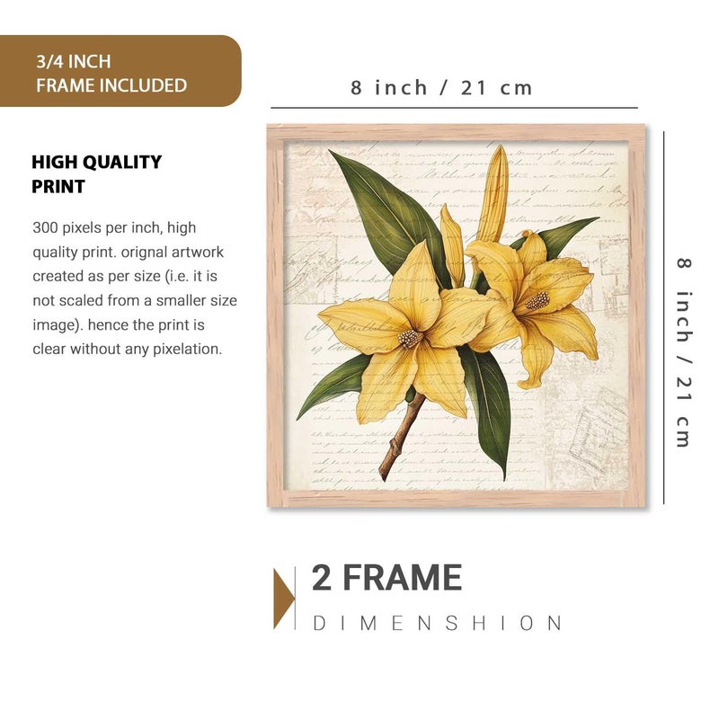 Kotart Botanical Wall Art Painting Modern Wall Frames For Home Dcor Office Living Room Poster With Frame Wall Decoration Painting Premium Art Framed Wall Painting With Frame For Home Dcor Set of 2 8X8 inch Framed - Image 2
