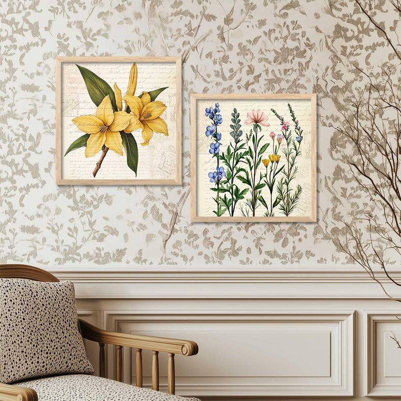 Kotart Botanical Wall Art Painting Modern Wall Frames For Home Dcor Office Living Room Poster With Frame Wall Decoration Painting Premium Art Framed Wall Painting With Frame For Home Dcor Set of 2 8X8 inch Framed - Image 4