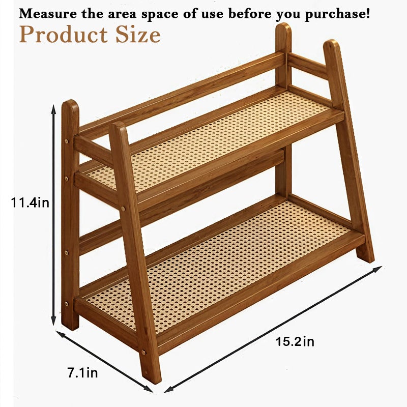 D-werack Coffee Station Organizer, Bamboo Mug Holder Countertop, Kitchen Counter Shelf for Tea Coffee Bar Accessories, Matcha Stand, Cup Display, Condiment Storage Rack, 2 Tier, Brown - Image 3