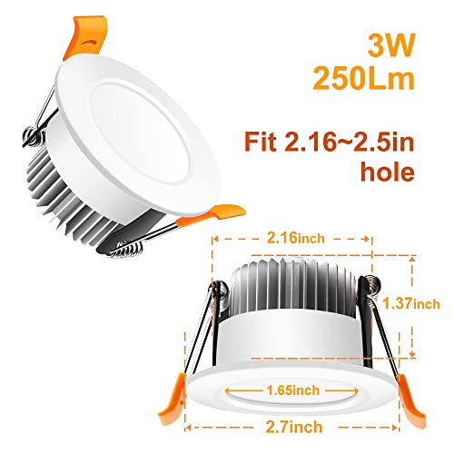 LEDLightsWorld 2 Inch LED Recessed Lighting Dimmable Downlight, 3W(35W Halogen Equivalent), 6500K Daylight White, CRI80, Ceiling Light with LED Driver for Living Room Hallway Stairwell Museum Showroom, 8 Pack - Image 2