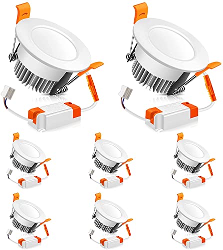 LEDLightsWorld 2 Inch LED Recessed Lighting Dimmable Downlight, 3W(35W Halogen Equivalent), 6500K Daylight White, CRI80, Ceiling Light with LED Driver for Living Room Hallway Stairwell Museum Showroom, 8 Pack - Image 1