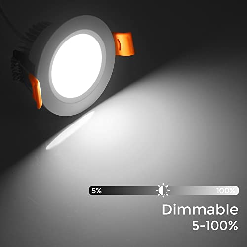 LEDLightsWorld 2 Inch LED Recessed Lighting Dimmable Downlight, 3W(35W Halogen Equivalent), 6500K Daylight White, CRI80, Ceiling Light with LED Driver for Living Room Hallway Stairwell Museum Showroom, 8 Pack - Image 3