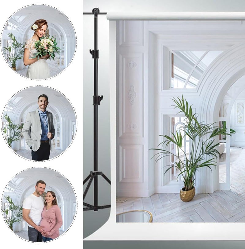 YongFoto خلفية يونغ فوتو الكلاسيكية الأوروبية لغرفة داخلية 10x8 قدم باب مقوس بأسلوب بوهيمي حديث نوردك لخلفية تصوير حفلات أعياد الميلاد والزفاف وبورتريهات تصوير استوديو الصور - Image 5