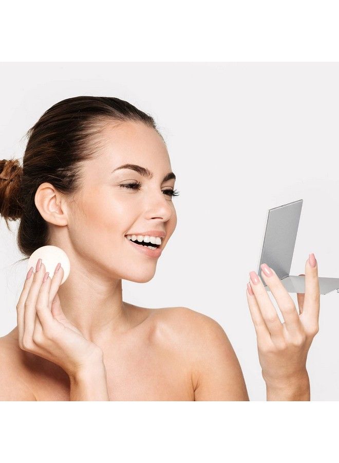 Blulu 2 Pieces Mini Portable Folding Mirrors For Purse Ultra Slim Pocket Makeup Travel Mirror Aluminum Shell Compact Cosmetic Mirrors For Makeup Palette (3.35 X 2 Inches) - Image 4