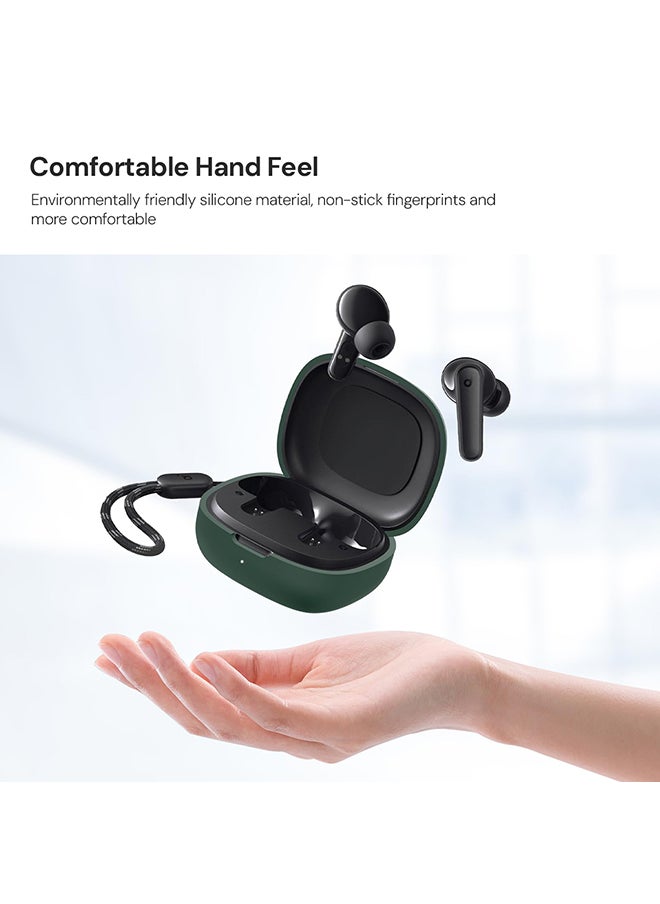 O Ozone Silicone Case For Anker Soundcore P20i Case with Keychain,Soft Silicone Full-Body Shockproof Protective Skin Headphone Cover for Men Women- Dark green  - Image 2