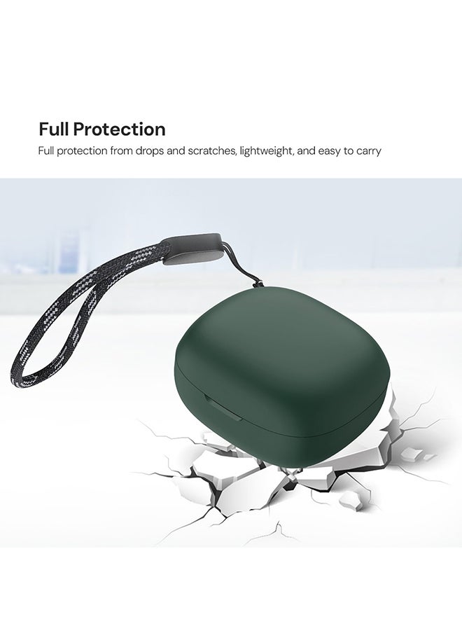 O Ozone Silicone Case For Anker Soundcore P20i Case with Keychain,Soft Silicone Full-Body Shockproof Protective Skin Headphone Cover for Men Women- Dark green  - Image 3
