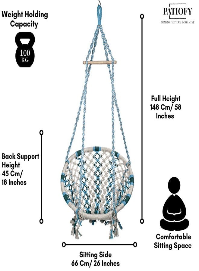 Patiofy Cotton Round Baby Swing/Jhula for Kids/Swing for Kids for Home/Jhula for Baby Swing Hanging Indoor & Outdoor/Ideal for 5-15 Years/Swing for Children/Swinging Chair for Kids (Multi-Green) - Image 3