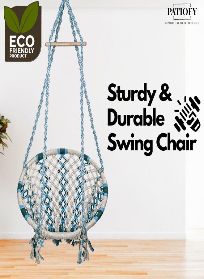 Patiofy Cotton Round Baby Swing/Jhula for Kids/Swing for Kids for Home/Jhula for Baby Swing Hanging Indoor & Outdoor/Ideal for 5-15 Years/Swing for Children/Swinging Chair for Kids (Multi-Green) - Image 5