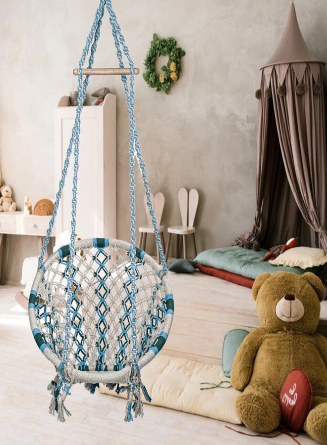 Patiofy Cotton Round Baby Swing/Jhula for Kids/Swing for Kids for Home/Jhula for Baby Swing Hanging Indoor & Outdoor/Ideal for 5-15 Years/Swing for Children/Swinging Chair for Kids (Multi-Green) - Image 1