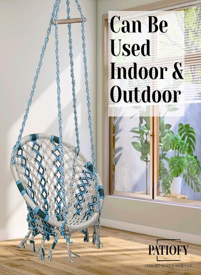 Patiofy Cotton Round Baby Swing/Jhula for Kids/Swing for Kids for Home/Jhula for Baby Swing Hanging Indoor & Outdoor/Ideal for 5-15 Years/Swing for Children/Swinging Chair for Kids (Multi-Green) - Image 2