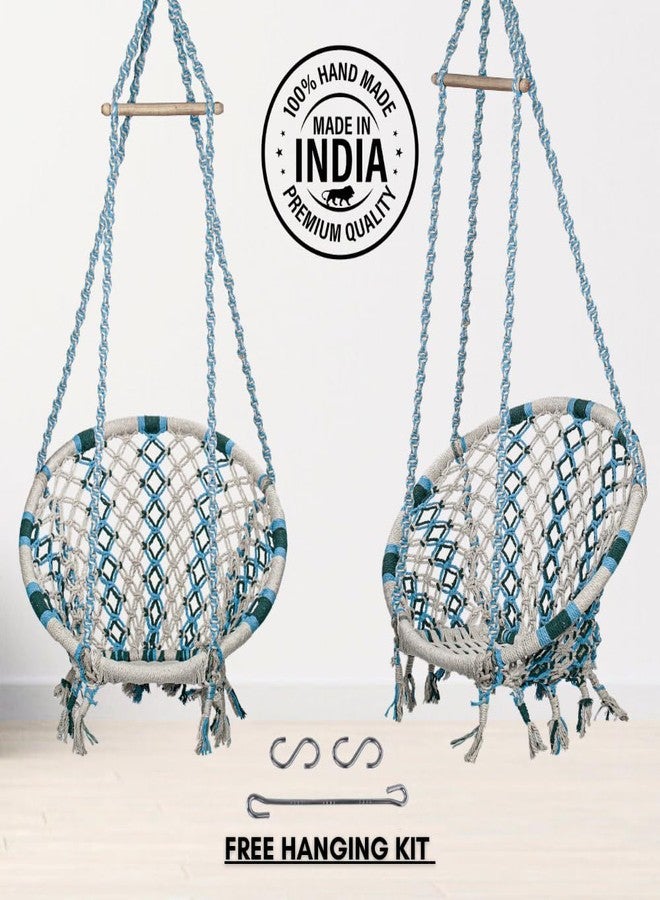 Patiofy Cotton Round Baby Swing/Jhula for Kids/Swing for Kids for Home/Jhula for Baby Swing Hanging Indoor & Outdoor/Ideal for 5-15 Years/Swing for Children/Swinging Chair for Kids (Multi-Green) - Image 4