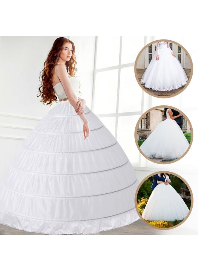Essyle Petticoat Skirt for Women 6 Hoop Skirt Crinoline Underskirt for Wedding Dress Ball Gown, White, One size - Image 5