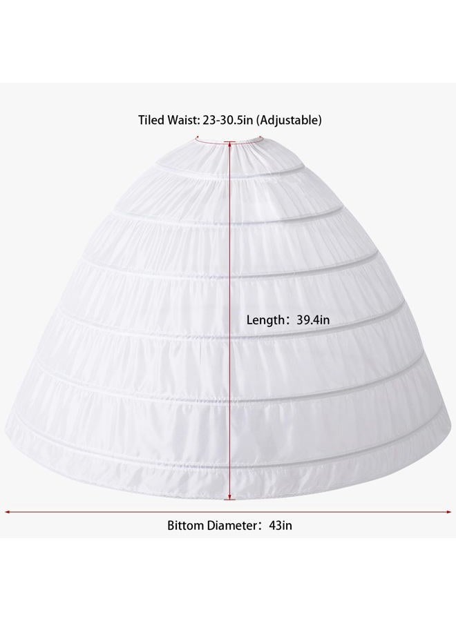 Essyle Petticoat Skirt for Women 6 Hoop Skirt Crinoline Underskirt for Wedding Dress Ball Gown, White, One size - Image 4