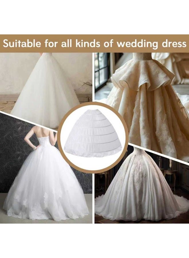 Essyle Petticoat Skirt for Women 6 Hoop Skirt Crinoline Underskirt for Wedding Dress Ball Gown, White, One size - Image 3