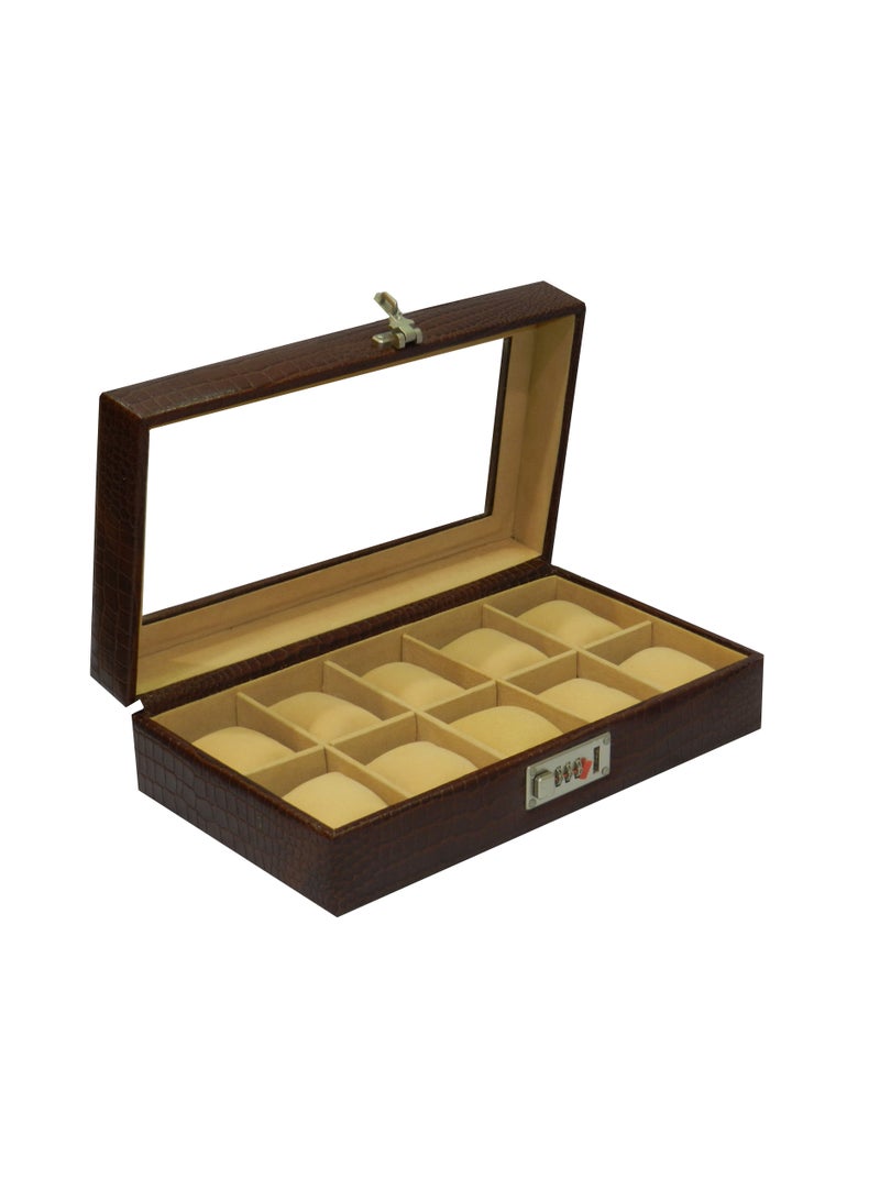 LAVERI LEATHER Laveri Watch Box for Men Women (10 Slots), Premium  Leather Watch Case  Organizer with Crystal Glass Top, Removable Pillow - Image 3