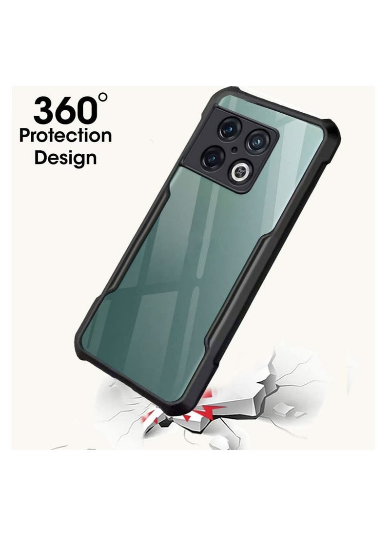 TEAM LUXURY - غطاء حالة هاتف محمول OnePlus 10 Pro 5G الأسود، غطاء رقيق جداً وخفيف الوزن من TPU ناعم + غطاء خلفي شفاف أكريليك - Image 1