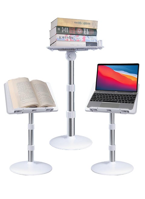 Floor-Standing Book Stand, Standing Laptop Projector Recipe Tablet Stand for Display, Height & Flat Plate Adjustable for Podium Stand