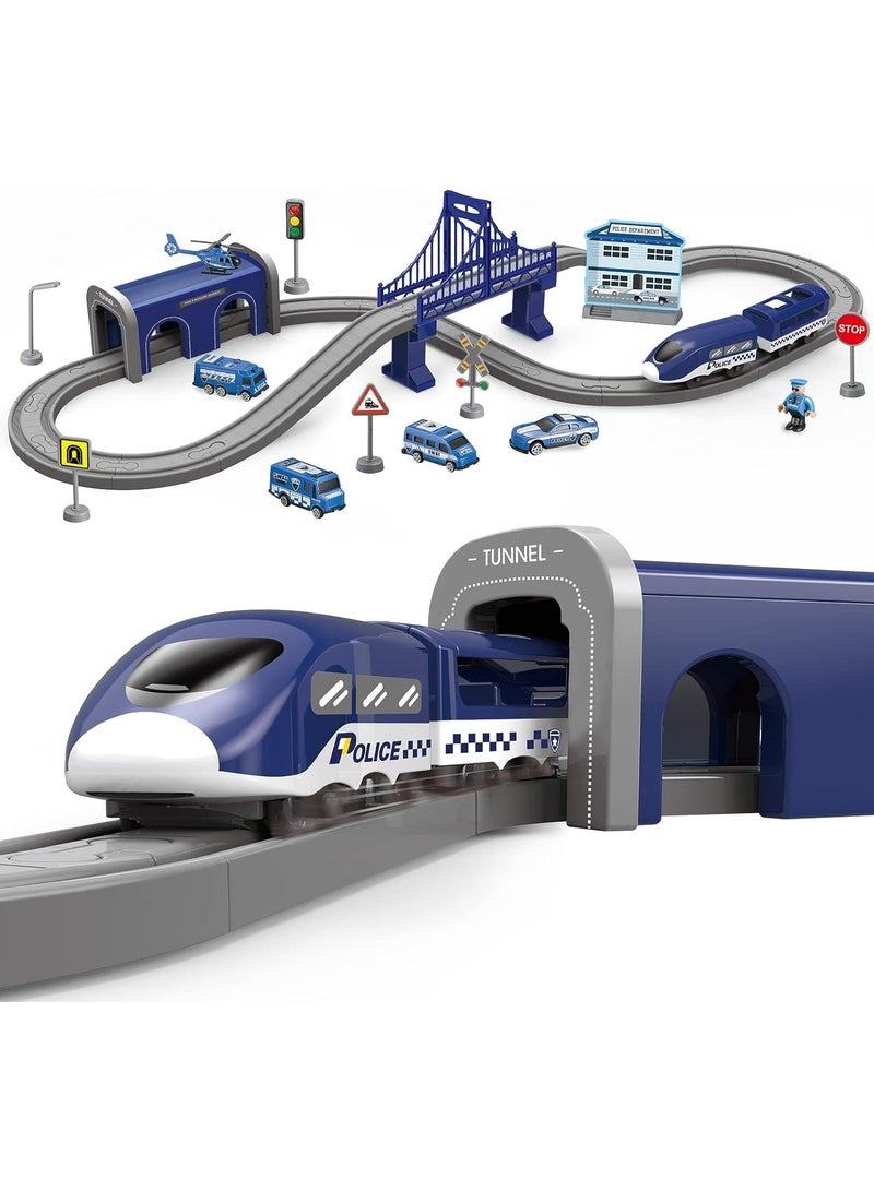 general Electric Train Boy Playset, 66 Piece Battery Powered Train Set with Track Magnetic Connection, DIY Rail Car Kids Toy Puzzle Assembly Blocks Track Magnetic Train Theme Set - Image 1