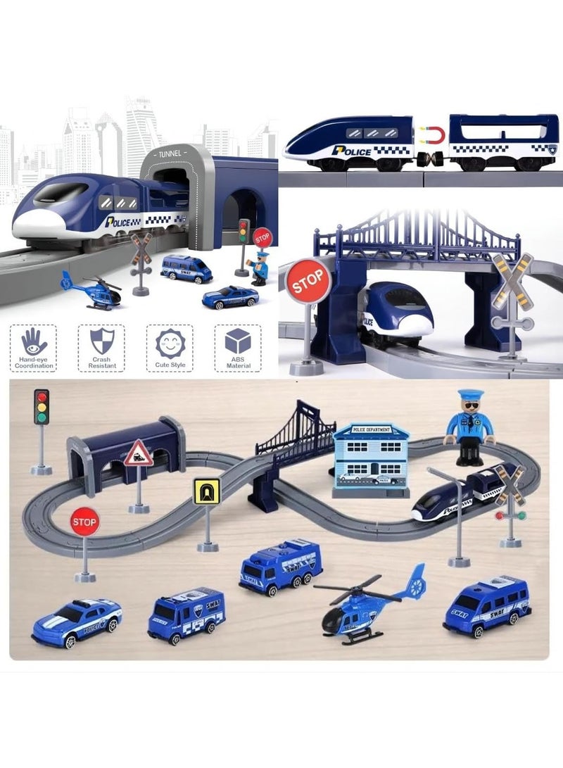 general Electric Train Boy Playset, 66 Piece Battery Powered Train Set with Track Magnetic Connection, DIY Rail Car Kids Toy Puzzle Assembly Blocks Track Magnetic Train Theme Set - Image 2